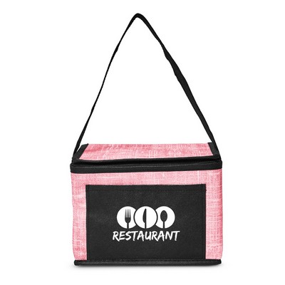 Denim Pattern Non-Woven 6-Pack Lunch Cooler Bag